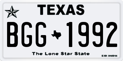 TX license plate BGG1992