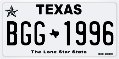 TX license plate BGG1996