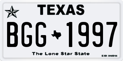 TX license plate BGG1997