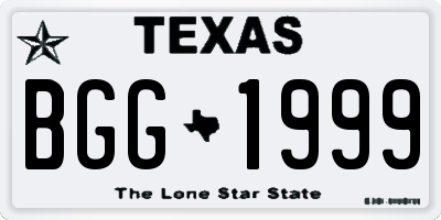 TX license plate BGG1999