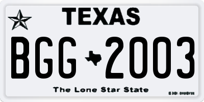 TX license plate BGG2003