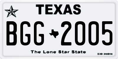 TX license plate BGG2005