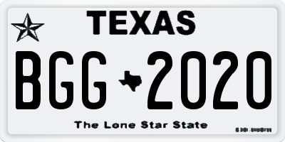 TX license plate BGG2020