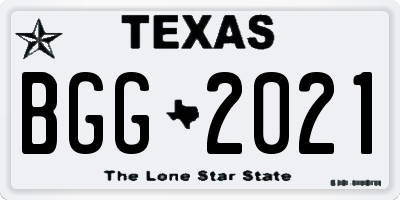 TX license plate BGG2021