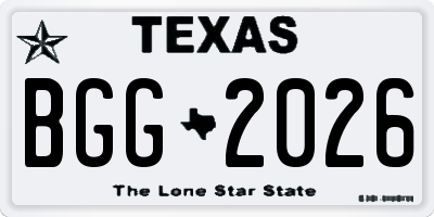 TX license plate BGG2026