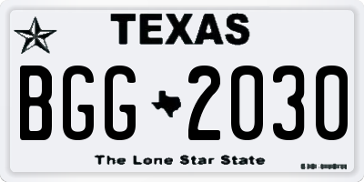TX license plate BGG2030