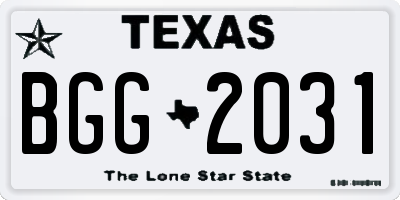 TX license plate BGG2031