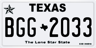 TX license plate BGG2033