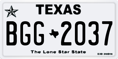 TX license plate BGG2037