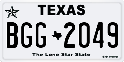 TX license plate BGG2049