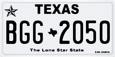 TX license plate BGG2050
