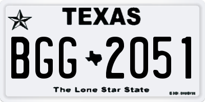 TX license plate BGG2051