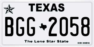TX license plate BGG2058