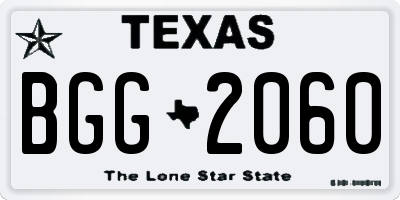 TX license plate BGG2060