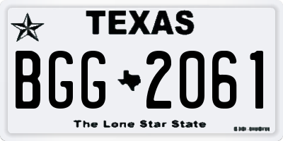 TX license plate BGG2061
