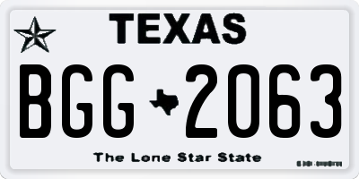 TX license plate BGG2063