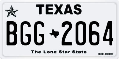 TX license plate BGG2064