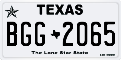 TX license plate BGG2065