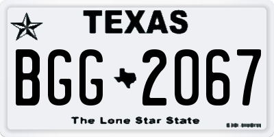 TX license plate BGG2067