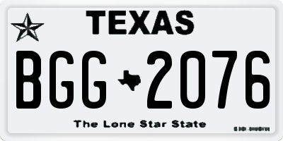 TX license plate BGG2076