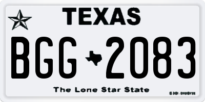 TX license plate BGG2083