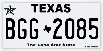 TX license plate BGG2085