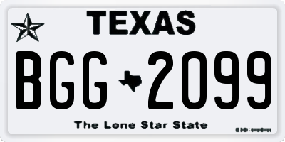 TX license plate BGG2099