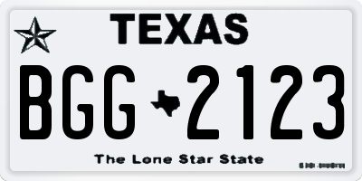 TX license plate BGG2123