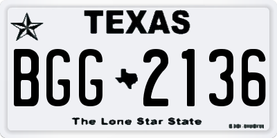 TX license plate BGG2136