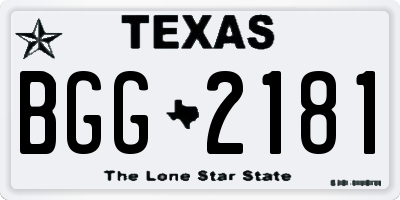TX license plate BGG2181