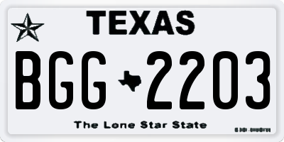 TX license plate BGG2203