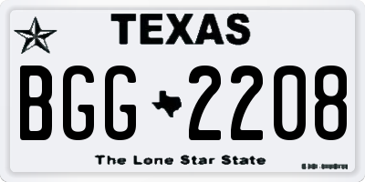 TX license plate BGG2208