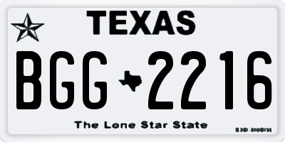 TX license plate BGG2216