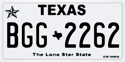 TX license plate BGG2262