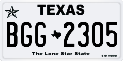 TX license plate BGG2305