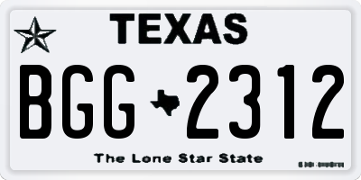 TX license plate BGG2312