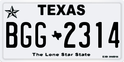 TX license plate BGG2314