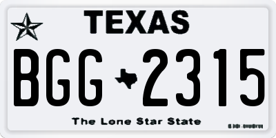 TX license plate BGG2315