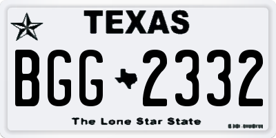 TX license plate BGG2332