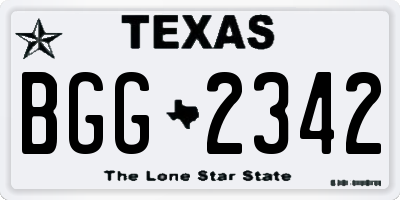 TX license plate BGG2342