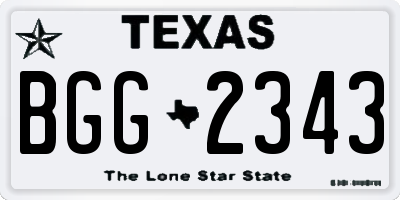 TX license plate BGG2343
