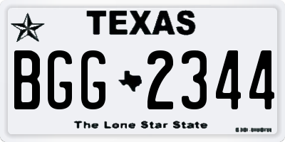 TX license plate BGG2344