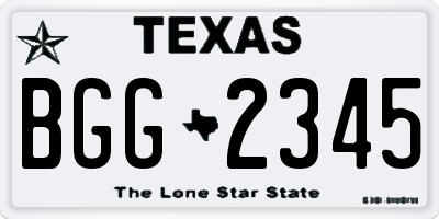 TX license plate BGG2345