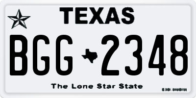 TX license plate BGG2348