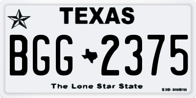 TX license plate BGG2375