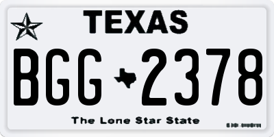 TX license plate BGG2378
