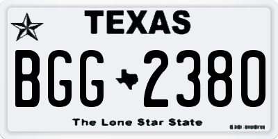 TX license plate BGG2380