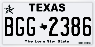 TX license plate BGG2386