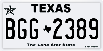 TX license plate BGG2389