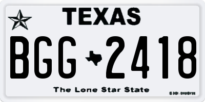 TX license plate BGG2418